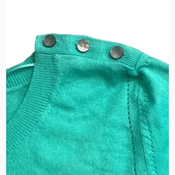 ANN TAYLOR SWEATER TOP TEAL GREEN 3/4 SLEEVES STRETCH SCOOP NECK SIZE XS - Picture 4 of 10